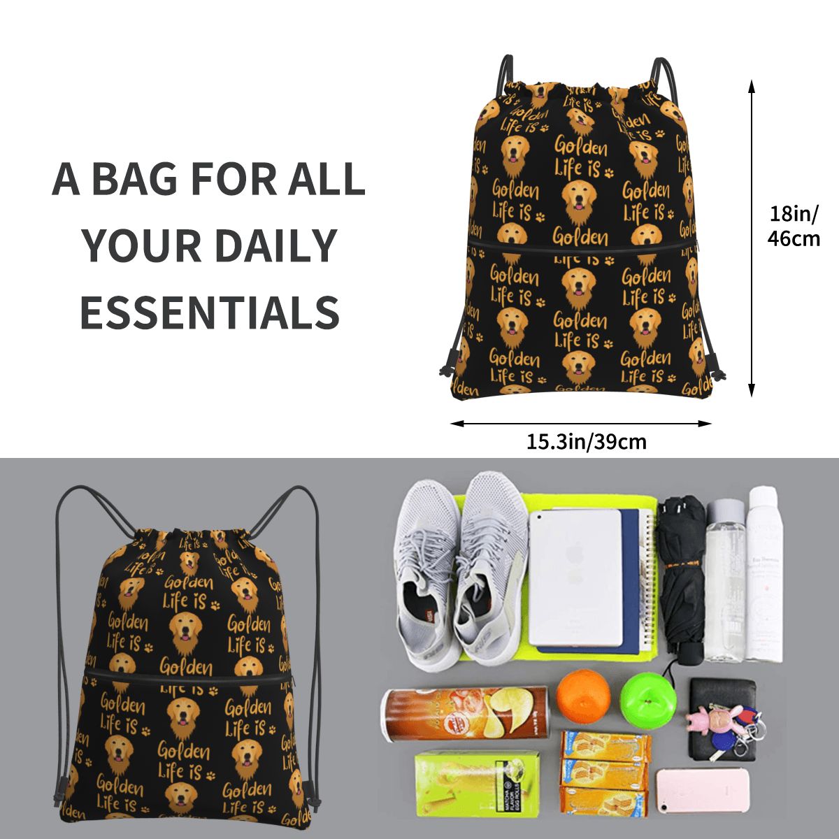 GOLDEN RETRIEVER Quote Backpac – Men Shoes Quotes recenzja i cena