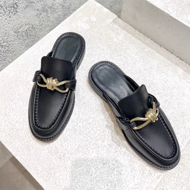 Metal Buckle Half Slippers For – Men'S Shoes Qn recenzja i cena