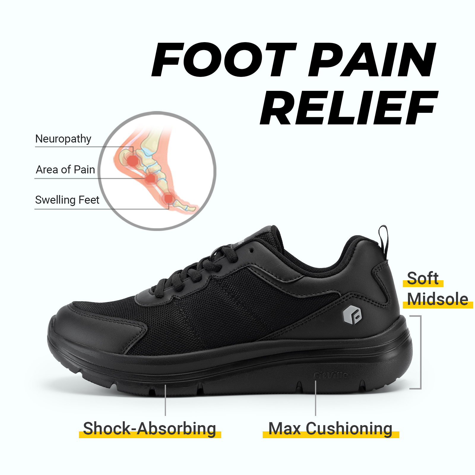 FitVille Men's Walking Shoes W – Men'S Shoes For Plantar Fasciitis recenzja i cena