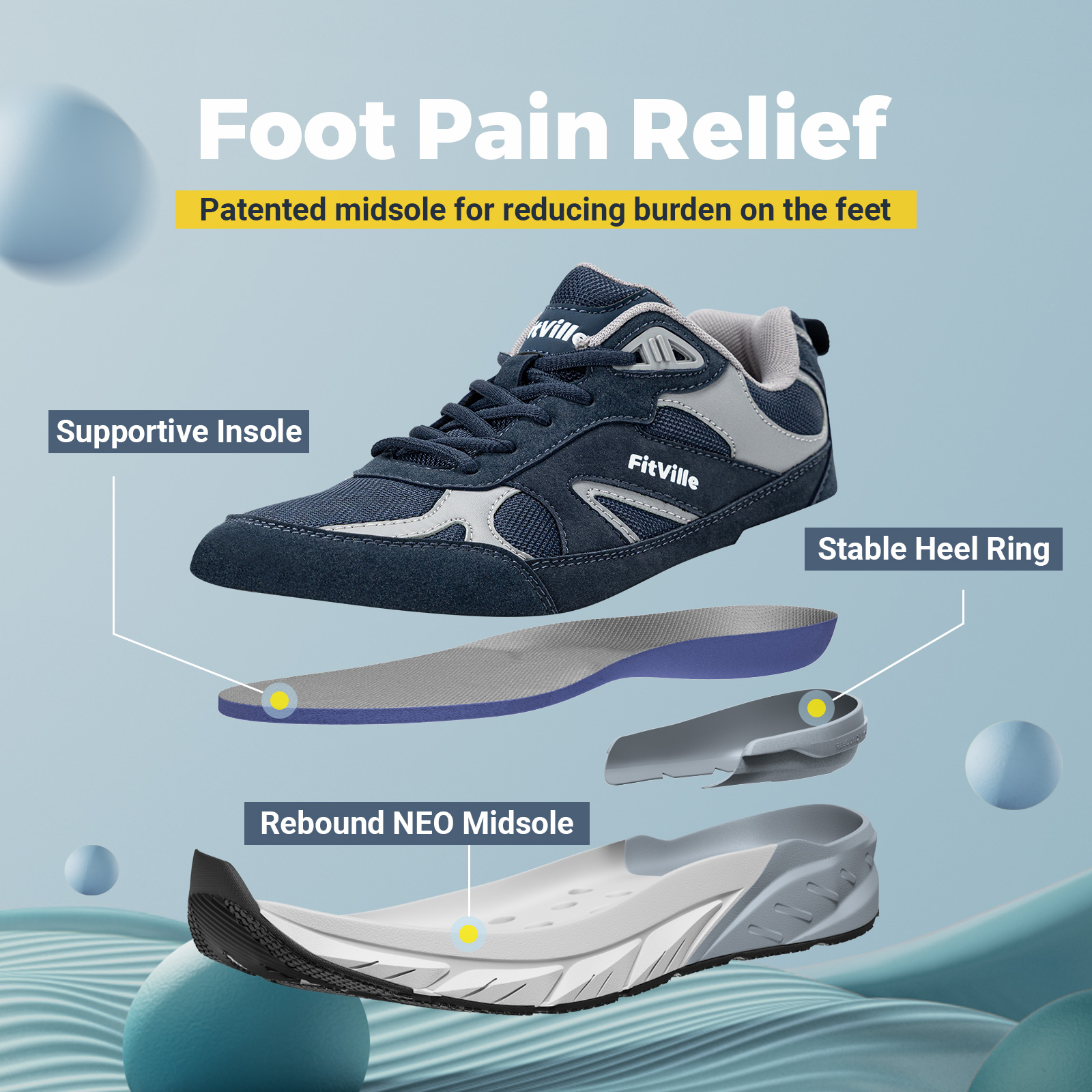 FitVille Newest Walking Shoes  – Men'S Shoes For Plantar Fasciitis recenzja i cena